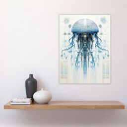 Artery8 Jellyfish Military Robot Hybrid Schematic Blueprint Futuristic Secret Complex Arcane Manuscript Gift For Him Man Cave Unframed Wall Art Print - thumbnail 4