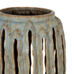 Wyld Haus Tall Textured Ceramic Cut Out Candle Holder Lantern in Grey - thumbnail 4