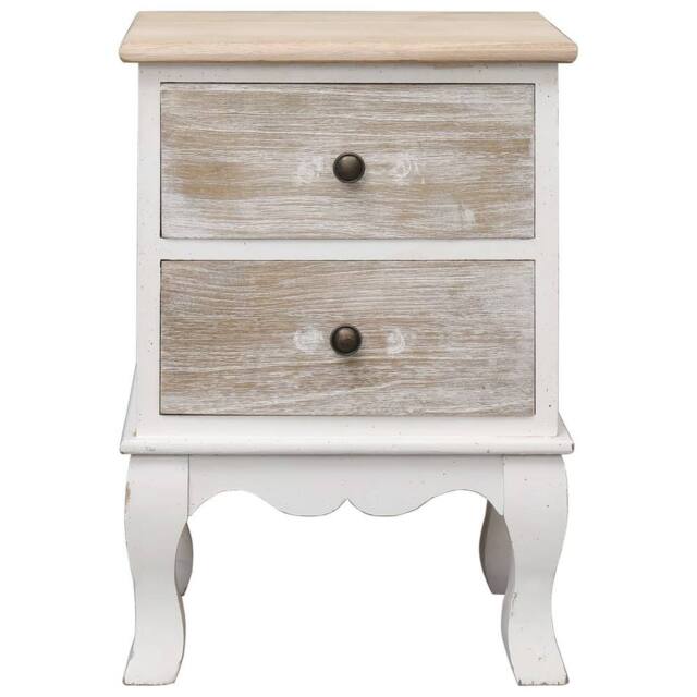 Berkfield Home Bedside Cabinet 35x30x50 cm Paulownia Wood in White - Size: 35 x 30 x 50 cm - image 1