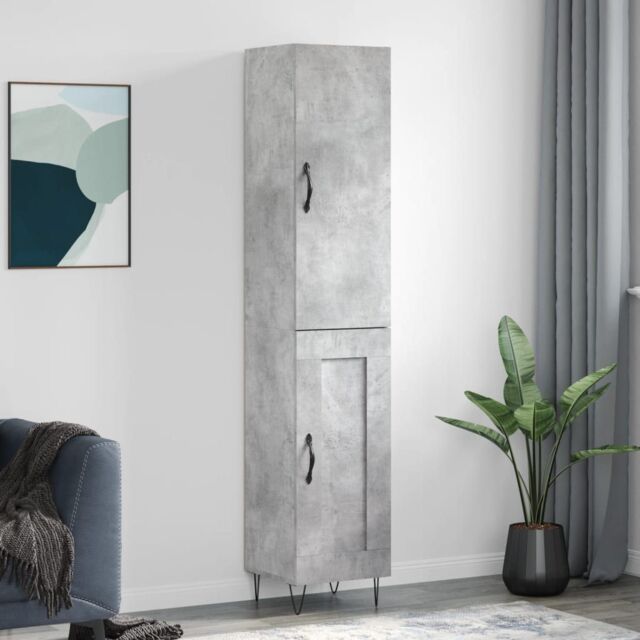 Berkfield Home Highboard Concrete Grey 34.5x34x180 cm Engineered Wood - image 1