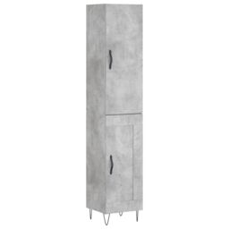 Berkfield Home Highboard Concrete Grey 34.5x34x180 cm Engineered Wood - thumbnail 2