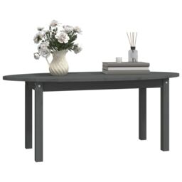 Berkfield Home Coffee Table Grey 110x55x45 cm Solid Wood Pine - Size: 110 x 55 x 45 cm - thumbnail 4