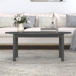 Berkfield Home Coffee Table Grey 110x55x45 cm Solid Wood Pine - Size: 110 x 55 x 45 cm - thumbnail 3