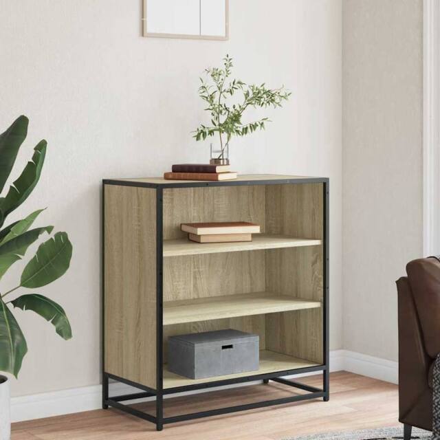 Berkfield Home Sideboard Sonoma Oak 68x35x76 cm Engineered Wood & Metal in Light Brown - Size: 68 x 35 x 76 cm - image 1