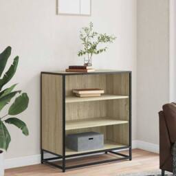 Berkfield Home Sideboard Sonoma Oak 68x35x76 cm Engineered Wood & Metal in Light Brown - Size: 68 x 35 x 76 cm - thumbnail 1
