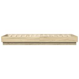 Berkfield Home Durable Bed Frame without Mattress with LED Lights Sonoma Oak 100 in Light Oak - thumbnail 7