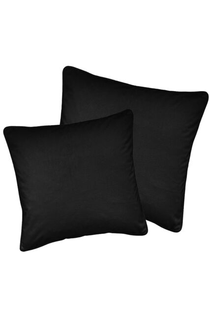 Enhanced Living Pair of Soft Velvet Double Sided Zip Opening Piped Edge Cushion Covers - Cases Only in Black - Size: 43 cm x 43 cm - image 1