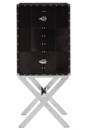 Orsina Ample Storage Cross Base Drinks Cabinet, Timeless Design Drinks Storage Cabinet, Luxurious Wooden Cabinet in Black - thumbnail 1