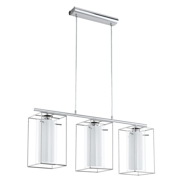 Loops Pendant Light Colour Chrome Shade Clear White Glass Satin Glass Bulb E27 3x60W - image 1