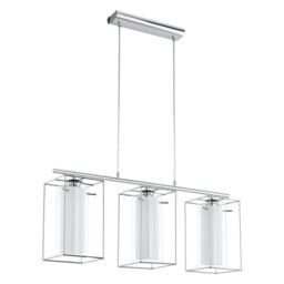 Loops Pendant Light Colour Chrome Shade Clear White Glass Satin Glass Bulb E27 3x60W - thumbnail 1