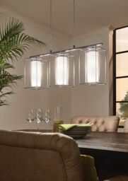 Loops Pendant Light Colour Chrome Shade Clear White Glass Satin Glass Bulb E27 3x60W - thumbnail 3