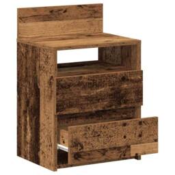 Berkfield Home Durable Bedside Cabinets 2 pcs with 2 Drawers Old Wood 40x33x60 cm in Brown - Size: 40 x 33 x 60 cm - thumbnail 5
