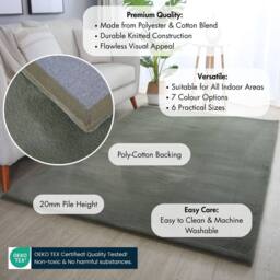 Desire Rugs Plushtale Washable Low Pile Living Room Area Rug - Fluffy Super Soft in Green - Size: 60 cm x 100 cm - thumbnail 3