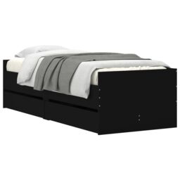 Berkfield Home Bed Frame with Drawers without Mattress Black 90x190 cm Single - thumbnail 3