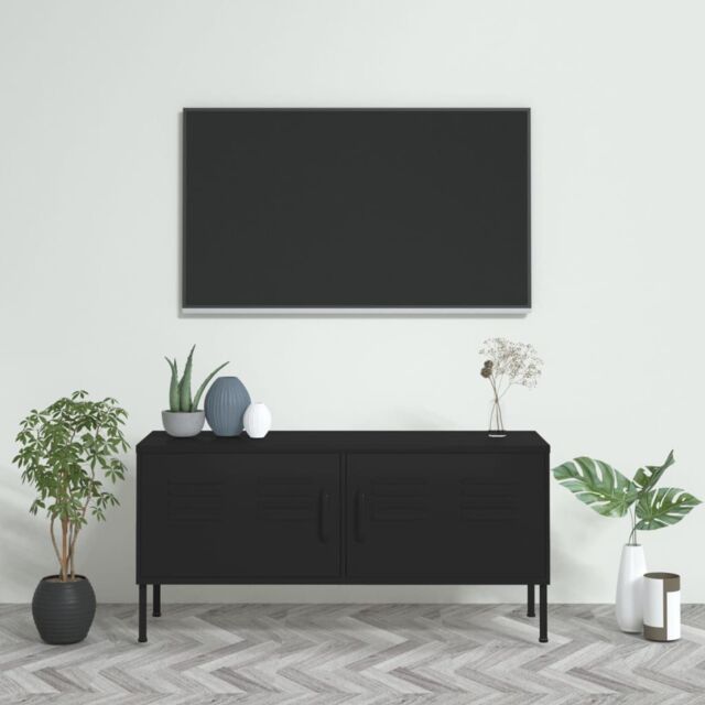 Berkfield Home TV Cabinet Black 105x35x50 cm Steel - Size: 105 x 35 x 50 cm - image 1