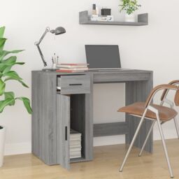 Berkfield Home Desk Grey Sonoma 100x49x75 cm Engineered Wood - Size: 100 x 49 x 75 cm - thumbnail 3