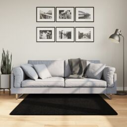 Berkfield Home Rug HUARTE Short Pile Soft & Washable Black 120x120 cm - Size: Medium - thumbnail 1