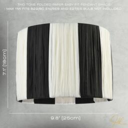 Happy Homewares Designer Two Tone Black & White Folded Pleated Paper Lamp Shade - Size: 10 inches - thumbnail 7