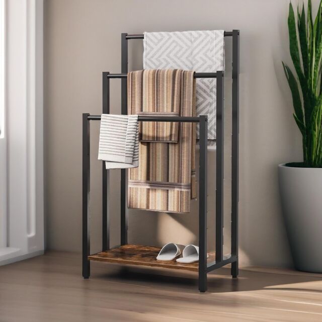 Rafaelo Mobilia Free Standing Towel Rail in Brown - image 1