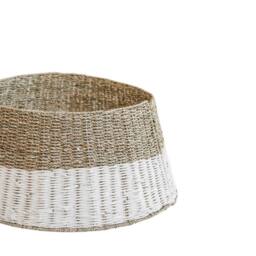Lemon Pavilion Furniture and Decor Round Foldable Wicker and White Tree Skirt - L60 x W60 x H26 cm, White - thumbnail 2