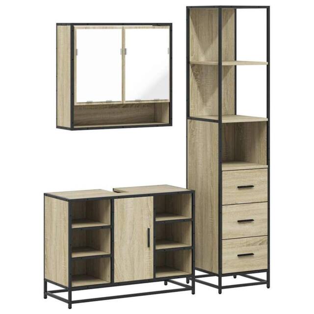 Berkfield Home 3¬†Piece Bathroom Furniture Set¬†Sonoma Oak Engineered Wood in Brown - image 1