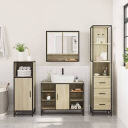Berkfield Home 3¬†Piece Bathroom Furniture Set¬†Sonoma Oak Engineered Wood in Brown - thumbnail 4