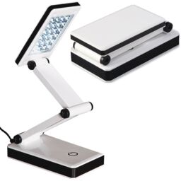 mysmartbuy Folding LED Touch Control Lamp - Battery or Mains Powered Super Bright Compact Portable Desk or Bedside Table Light with 24 LEDs in White - thumbnail 1