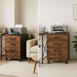 Rafaelo Mobilia 3 Drawer Filing Cabinet With Lockable Wheels in Brown - thumbnail 5