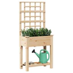 Berkfield Home Garden Planter with Trellis&Shelf 71x37x152 cm Solid Wood Fir in Beige - Size: 71 x 37 x 152 cm - thumbnail 1