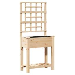 Berkfield Home Garden Planter with Trellis&Shelf 71x37x152 cm Solid Wood Fir in Beige - Size: 71 x 37 x 152 cm - thumbnail 3