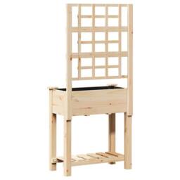 Berkfield Home Garden Planter with Trellis&Shelf 71x37x152 cm Solid Wood Fir in Beige - Size: 71 x 37 x 152 cm - thumbnail 7