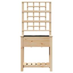 Berkfield Home Garden Planter with Trellis&Shelf 71x37x152 cm Solid Wood Fir in Beige - Size: 71 x 37 x 152 cm - thumbnail 5