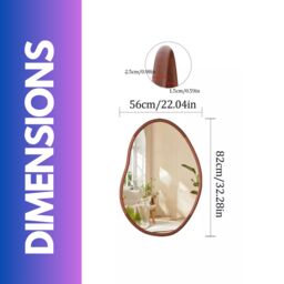 Pirlo Plush Small Irregular Wooden Vanity Wall Mirror For Bedroom Living Room in Brown - thumbnail 6