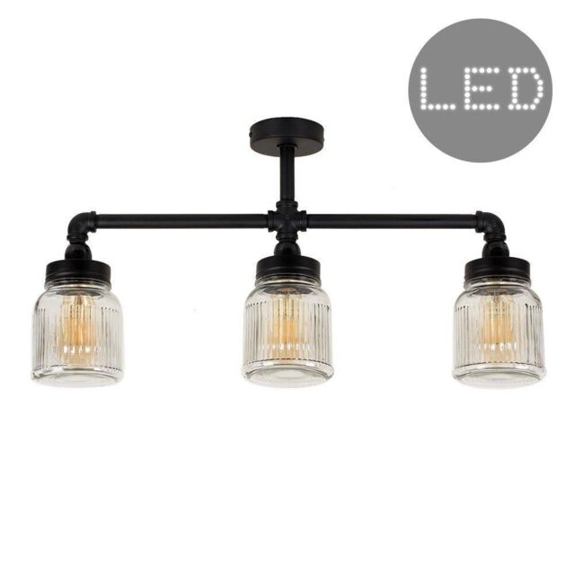 ValueLights Luiggi Black Ceiling Bar Light with 4w Filament Bulbs - image 1