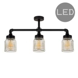 ValueLights Luiggi Black Ceiling Bar Light with 4w Filament Bulbs