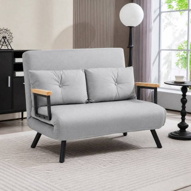 STILVORA Double Sofa Bed with 4-in-1 Convertible Design in Grey - image 1