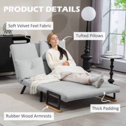 STILVORA Double Sofa Bed with 4-in-1 Convertible Design in Grey - thumbnail 7