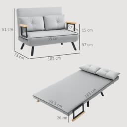 STILVORA Double Sofa Bed with 4-in-1 Convertible Design in Grey - thumbnail 3