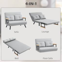 STILVORA Double Sofa Bed with 4-in-1 Convertible Design in Grey - thumbnail 5