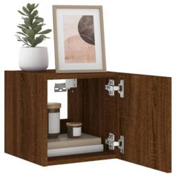 Berkfield Home TV Wall Cabinets with LED Lights 2 pcs Brown Oak 30.5x35x30 cm - thumbnail 6