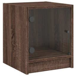 Berkfield Home Bedside Cabinets with Glass Doors 2 pcs Brown Oak 35x37x42 cm - Size: 35 x 37 x 42 cm - thumbnail 6