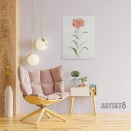 "Artery8 Carnation Flower Canvas Wall Art Print Vintage Japanese Botanical in Blue - Size: W18"" x H24""" - thumbnail 3