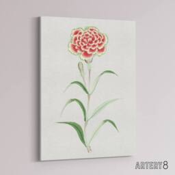 "Artery8 Carnation Flower Canvas Wall Art Print Vintage Japanese Botanical in Blue - Size: W18"" x H24""" - thumbnail 2