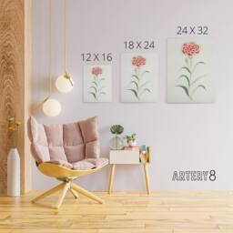 "Artery8 Carnation Flower Canvas Wall Art Print Vintage Japanese Botanical in Blue - Size: W18"" x H24""" - thumbnail 4