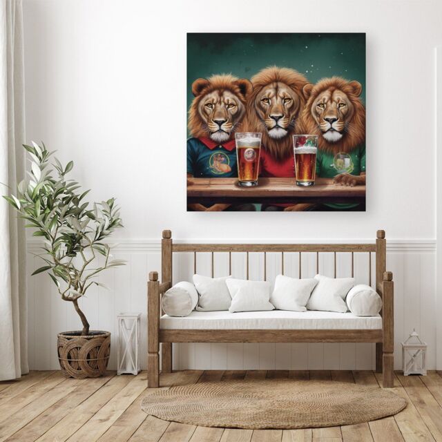 "Warren Reed - Designer Lions Watching The Game Canvas - Size: W30"" x H30""" - image 1
