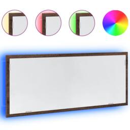 Berkfield Home LED Bathroom Mirror Brown Oak 100x8.5x37 cm Engineered Wood - thumbnail 2