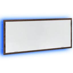 Berkfield Home LED Bathroom Mirror Brown Oak 100x8.5x37 cm Engineered Wood - thumbnail 3