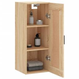 Berkfield Home Wall Mounted Cabinet Sonoma Oak 34.5x34x90 cm Engineered Wood in Light Brown - thumbnail 5