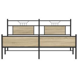 Berkfield Home Metal Bed Frame without Mattress Sonoma Oak 160x200 cm in Brown - thumbnail 6