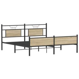 Berkfield Home Metal Bed Frame without Mattress Sonoma Oak 160x200 cm in Brown - thumbnail 5